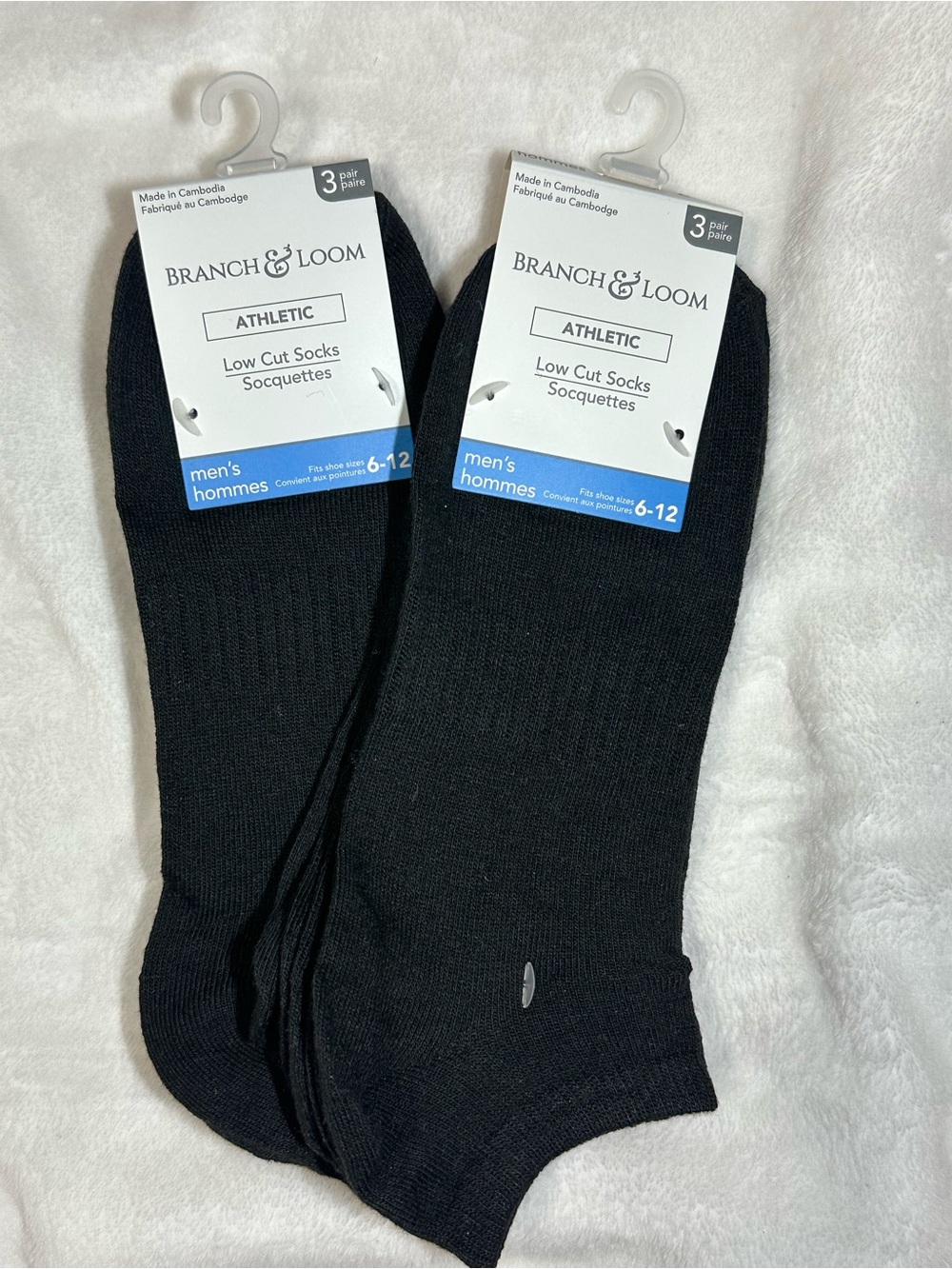 Men Black Low Cut Athletic Socks 6 Pack Size 6-12